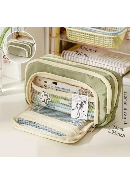 Kalem Kılıfı Büyük Kapasiteli Kalem Çantası El Pen Çantası Kozmetik Taşınabilir Hediye Ofis Okulu Teen Girl Erkek Erkek Erkek Erkek Adultcolor: Bej (Yurt Dışından)