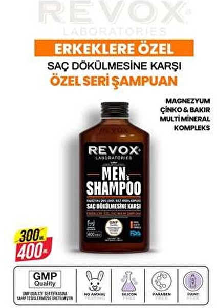 Erkeklere Özel Saç Bakım Şampuanı Dökülme Karşıtı Bitki Özlü 400 ml Tüm Saç Tipleri İçin