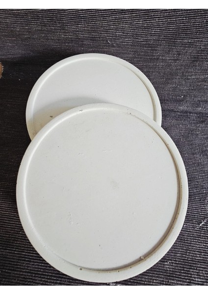 El Yapımı Beton Yuvarlak Altlık Seti (2'li) | Dekoratif Mumluk, Takı ve Bardak Tepsisi