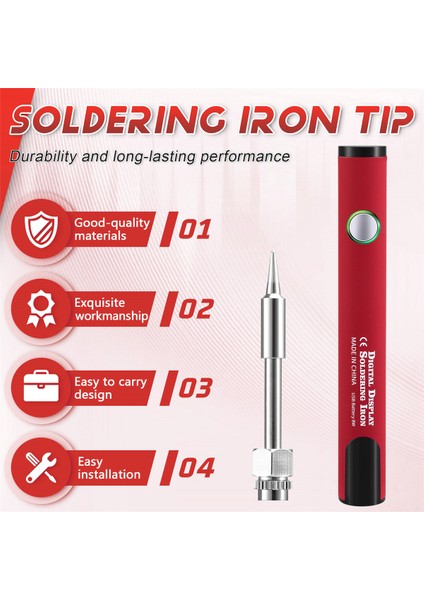510 Iplik Mini Lehimleme Demir Kiti 3 Şaraplı Ayarlanabilir Voltaj Lehekleme Demir Ipucu 650MAH USB Şarj Edilebilir Pil Kırmızı (Yurt Dışından) fırsatları