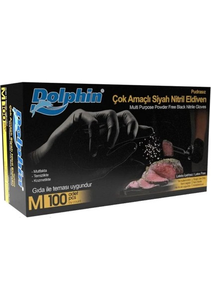 Siyah Nitril Eldiven Medium 100'LÜ