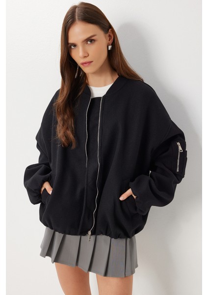 Oversize Kaşe Bomber Ceket LFG0167 Siyah fiyatları