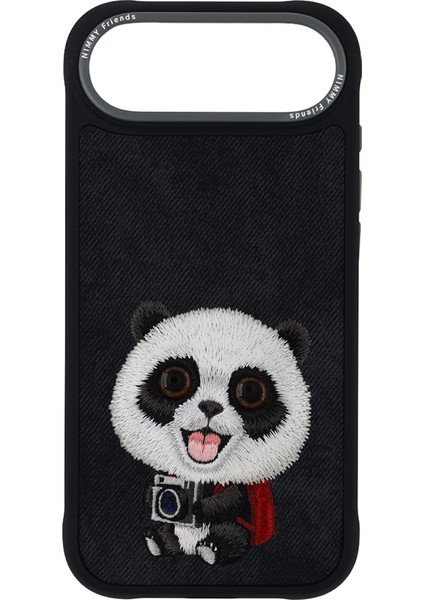 iPhone 17 Air Uyumlu 3D Göz Panda Detaylı Gerçek Nakış Işlemeli Kabartmalı New Big Eyes Kılıf