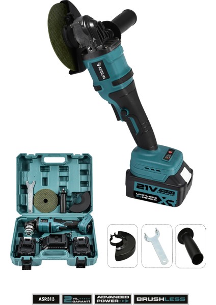 21V Çift Akülü Kömürsüz Şarjlı 125mm Avuç Taşlama