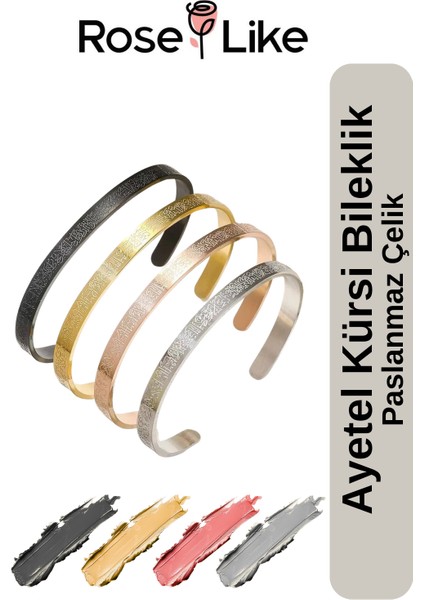 Ayetel Kürsi Çelik Bileklik - Gümüş Gri modelleri
