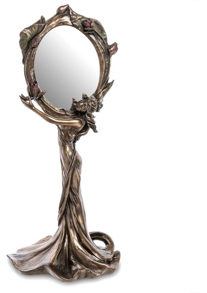 Nilüfer Çiçekli Kadın Figürlü Masa Aynası