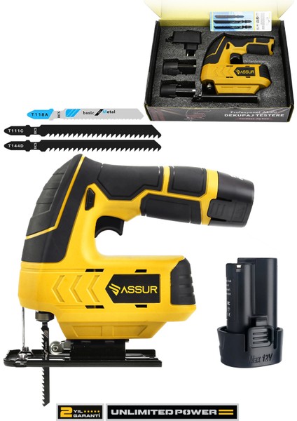 Profesyonel 12 V Çift Akülü Şarjlı Dekupaj Testere Makinesi
