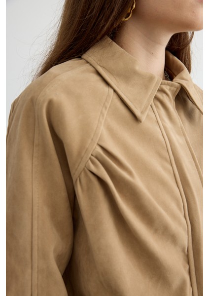 Süet Bomber Ceket Bej indirimleri