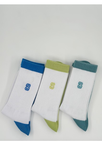 6’lı Unisex Beyaz - Renkli Tenis Çorabı. Yüksek Kaliteli Pamuklu Spor ve Günlük Kullanım Çorabı fırsatları