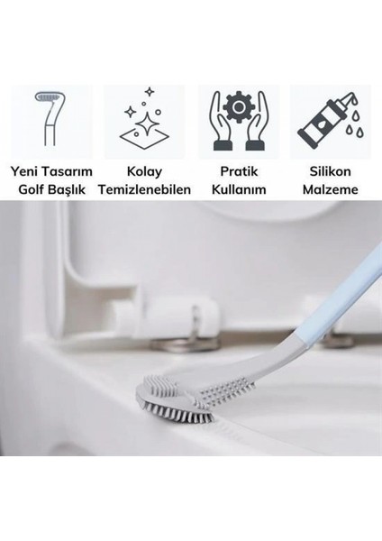 Golf Tasarımlı Silikon Wc Klozet Mutfak Temizlik Fırçası Kanca Hediyeli modelleri