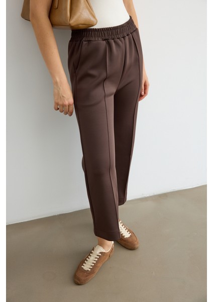 Dikiş Detaylı Scuba Pantolon Acı Kahve indirimleri