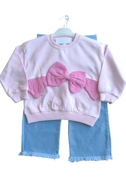 Laura Baby Kız Bebek/çocuk Fiyonklu ve Kot Pantolonlu Pembe Takım fiyatları