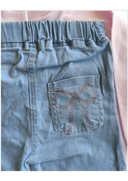 Laura Baby Kız Bebek/çocuk Fiyonklu ve Kot Pantolonlu Pembe Takım fırsatları
