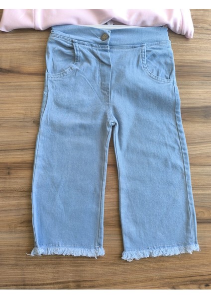 Laura Baby Kız Bebek/çocuk Fiyonklu ve Kot Pantolonlu Pembe Takım