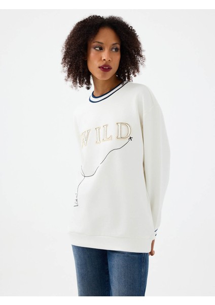Beyaz Kadın Sweatshirt LF2040718