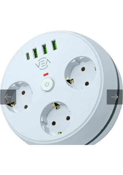 VE-26583 3'LÜ 1.5 METRE KABLOLU 3 USB + TYPE-C GİRİŞLİ AKIM KORUMALI GRUP PRİZ fiyatları
