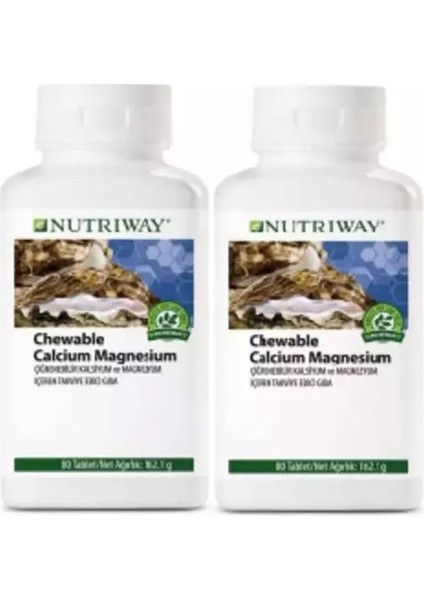 Nutriway Chewable Calcium Magnesium 80 Tablet Vitamin (2 Adet)