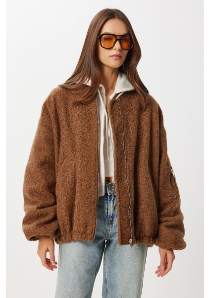 Buklet Oversize Bomber Ceket LFG0165 Kahverengi fırsatları