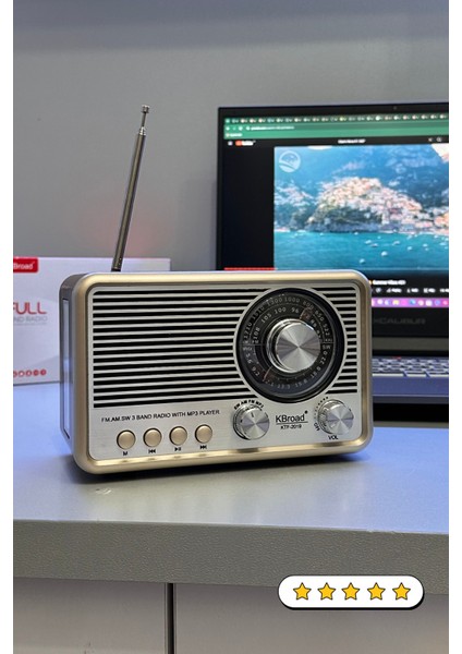 Gümüş Retro & Vintage Nostaljik Radyo Bluetootlu Fenerli Mini Kibar Fm Radyo - Bluetooth Hoparlör (Videolu Ürün)