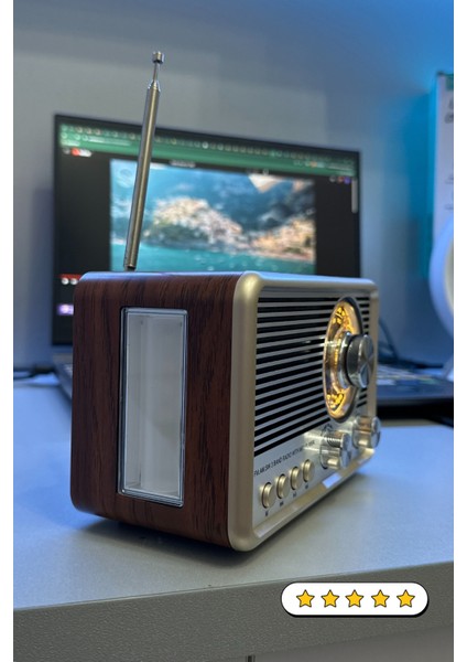 Gümüş Retro & Vintage Nostaljik Radyo Bluetootlu Fenerli Mini Kibar Fm Radyo - Bluetooth Hoparlör (Videolu Ürün)