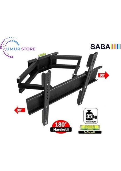 SB50F350 50" Uydu Alıcılı Full Hd Smart 32”- 55” Çift Kollu Hareketli LCD LED Tv Askı Aparat