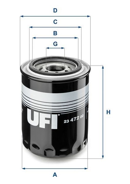 Ufı 2347200 - Yağ Filtresi Hyundaı Starex 2.5l D4BH. 4D56 Tc Tcı 96-08 2.5l D4CB Crdi 02- / H-1 2.5l Lıbero 04- / Kıa Bongo. K2500 2.5l D4BH Tcı 04- 2.9l Crdı K2900 08- / Sorento 2.5l Crdı D4CB 02-