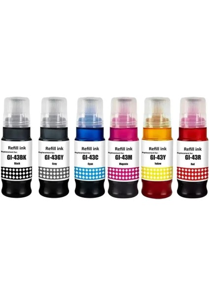 Gı-43 GI43- Pıxma G540/G640/G570/G670 Yazıcı Uyumlu 4 Renk Muadil Set 6 Renkli