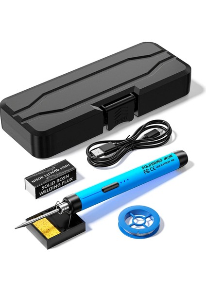 5V Mikro-Usb Lehimleme Demir Kiti Pil Kablosuz Hemik Olacak Demir Taşınabilir Elektrik Kaynak Makinesi Lehim Kalem Mavi (Yurt Dışından)