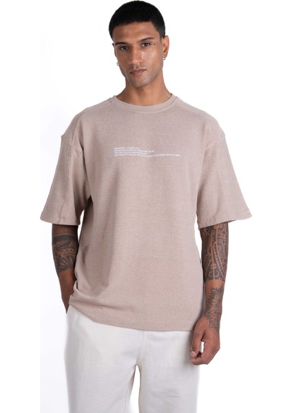Erkek Kısa Kollu Siyah Renkli, Baskılı, Dokuma Regular Fit T-Shirt