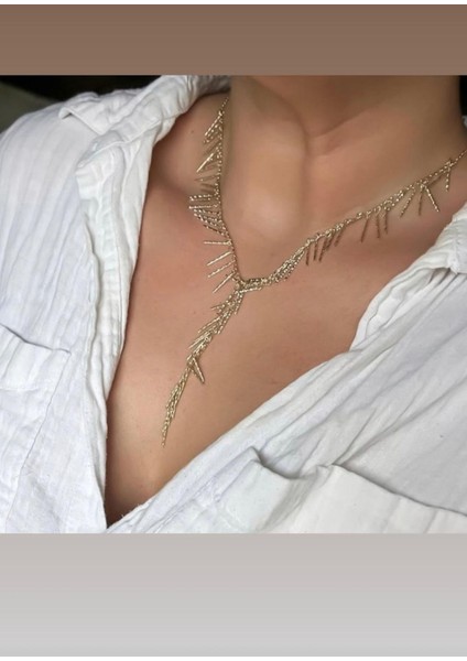 Özel Seri Çubuk Sallantılı Y Model Gold Kolye fiyatları