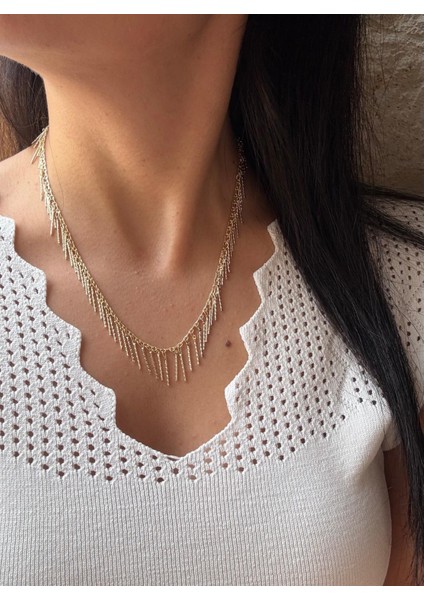 Özel Seri Çubuk Sallantılı Y Model Gold Kolye modelleri