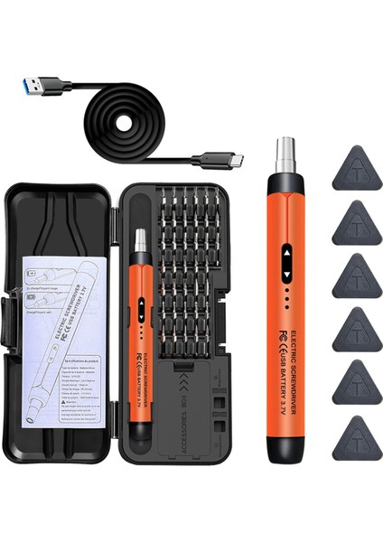 Elektrikli Tornavida Seti Hassas Güç Alet Kiti Şarj Edilebilir Kablosuz Mini Küçük Bitler Mobil Hücre Bilgisayarı Turuncu (Yurt Dışından)