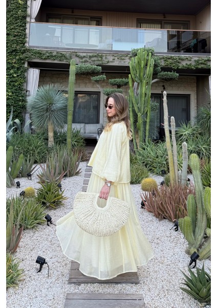 Biye Detaylı Princess Etek Soft Sarı fiyatları