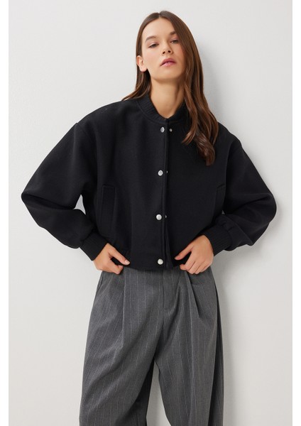 Kaşe Bomber Ceket LFG0164 Siyah