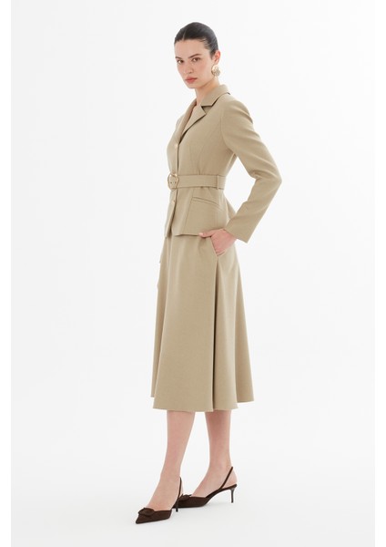 Düğmeli Kemerli Ceket ve Etekli Takım fiyatları