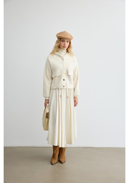 Tüylü Triko Bomber Bej fırsatları