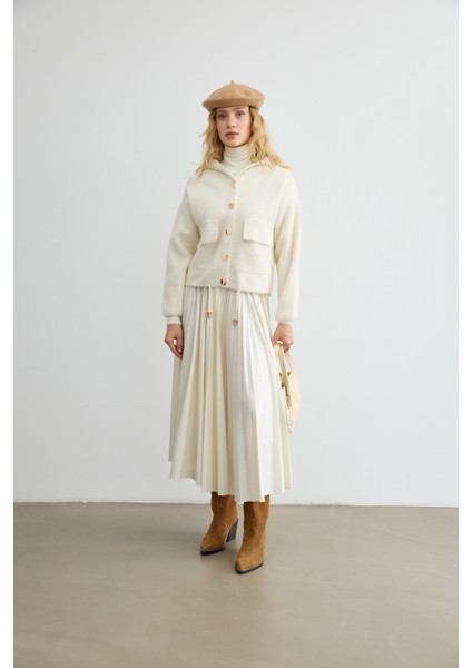 Tüylü Triko Bomber Bej indirimleri