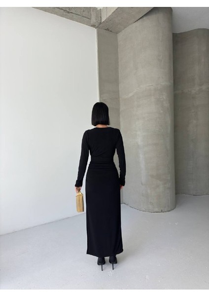 Kruvaze Aksesuarlı Maxi Elbise modelleri