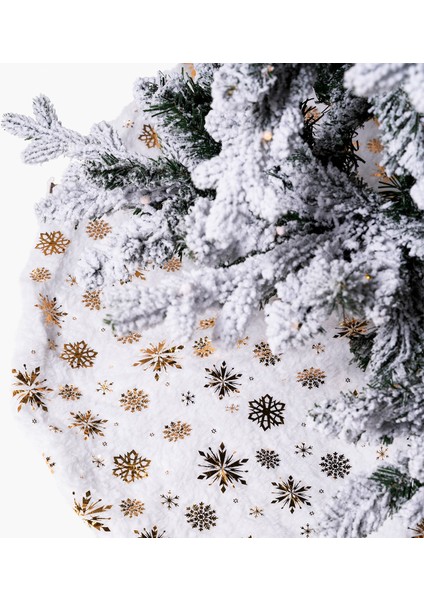 Beyaz, Altın Kar Tanesi Peluş Ağaç Altı Örtüsü 90CM fırsatları
