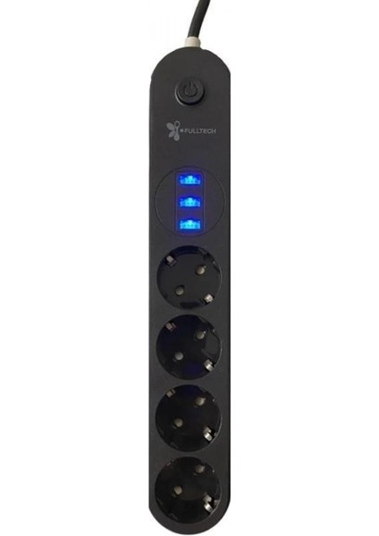 4lü Siyah Anahtarlı 3 USB Li Akım Korumalı Topraklı Çocuk Korumalı Grup Priz 2 Metre fırsatları