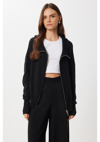 Fermuarlı Hırka Pantolon Triko Takım LAN0077 Siyah fırsatları