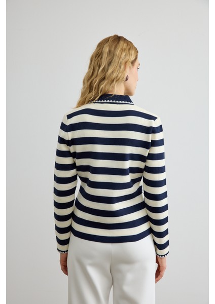 Çizgili Triko Hırka Lacivert indirimleri