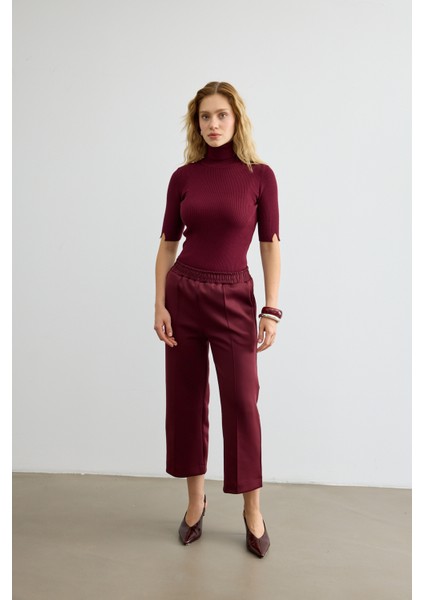 Dikiş Detaylı Scuba Pantolon Bordo
