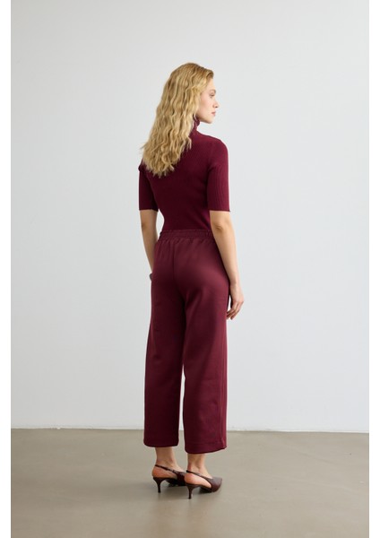 Dikiş Detaylı Scuba Pantolon Bordo modelleri