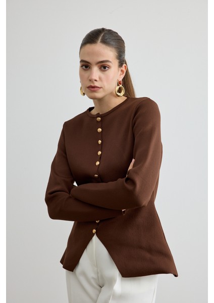 Noi Belden Oturtmalı Triko Hırka Acı Kahve modelleri