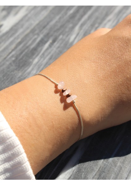 Doğal Pembe Kuvars Taşı Bileklik – Sevginin ve Şefkatin Taşı