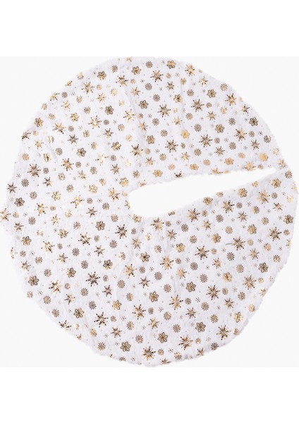 Beyaz, Altın Kar Tanesi Peluş Ağaç Altı Örtüsü 120CM