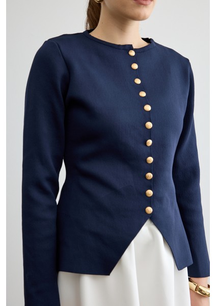 Noi Belden Oturtmalı Triko Hırka Lacivert modelleri