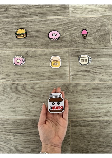 Ütü ile Yapışan Dokuma Arma Seti Patch Yama Coffee, Donut, Nutella, Hamburger Modeli fırsatları