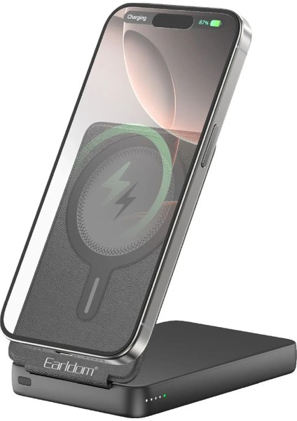 PD59 10.000 mAh 20W Kablosuz + Type-C Hızlı Şarj Powerbank & Stand | MagSafe Uyumlu Siyah